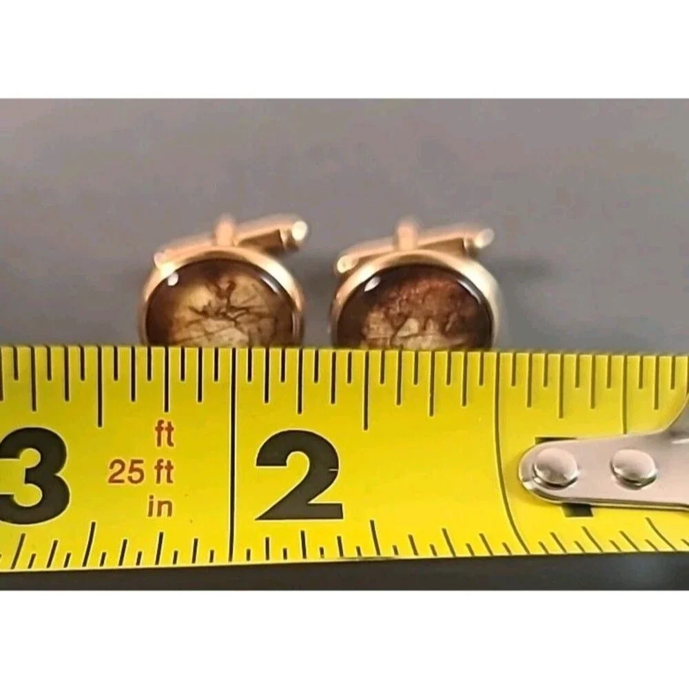 3 Piece Vintage World Map Cufflinks and Tie Clip Set